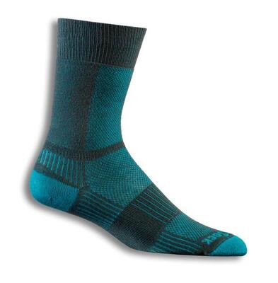 Wrightsock coolmesh crew - lichtgrijs/turquoise - dubbellaags anti-blaar sokken