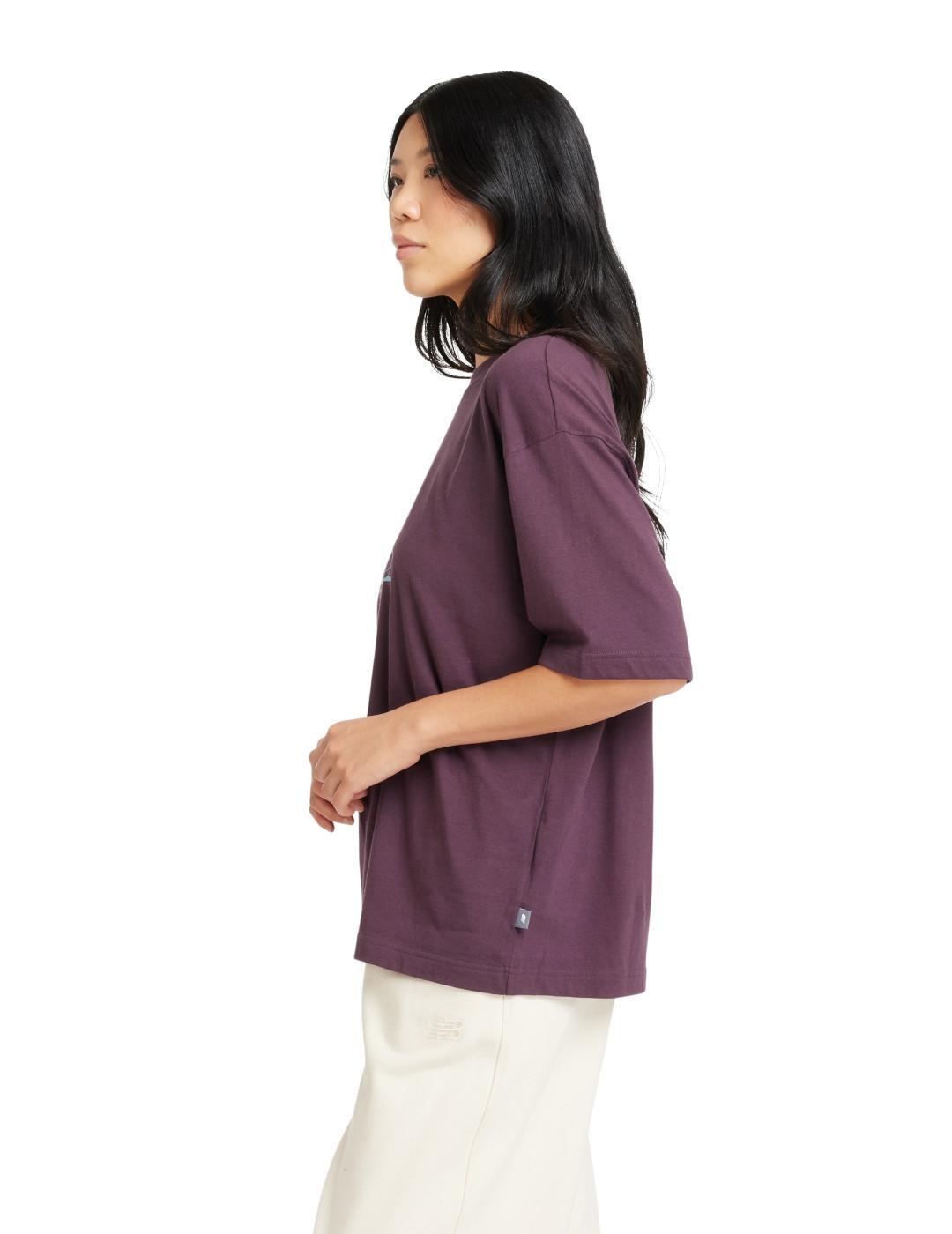 Camiseta para Mujer New balance Flower Morado 3/4