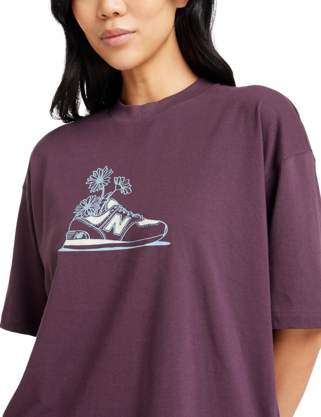 Camiseta para Mujer New balance Flower Morado 4/4