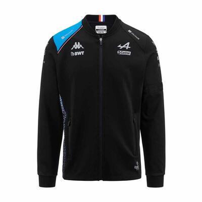 Felpa con zip da uomo in poliestere nero da abbigliamento racing