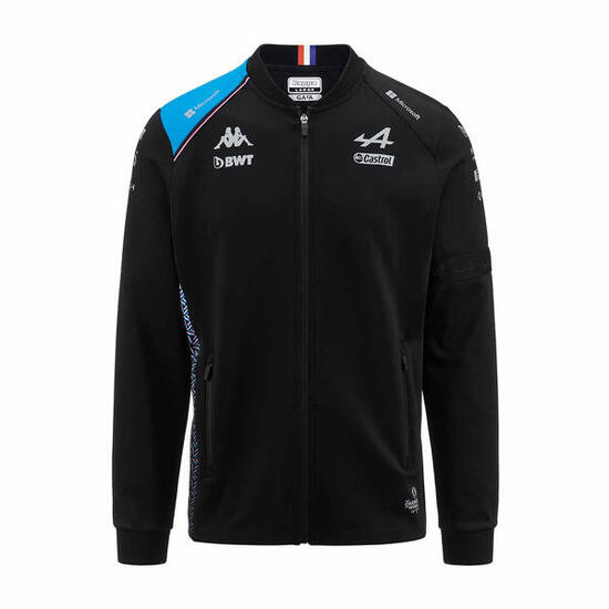 Felpa con zip da uomo in poliestere nero da abbigliamento racing