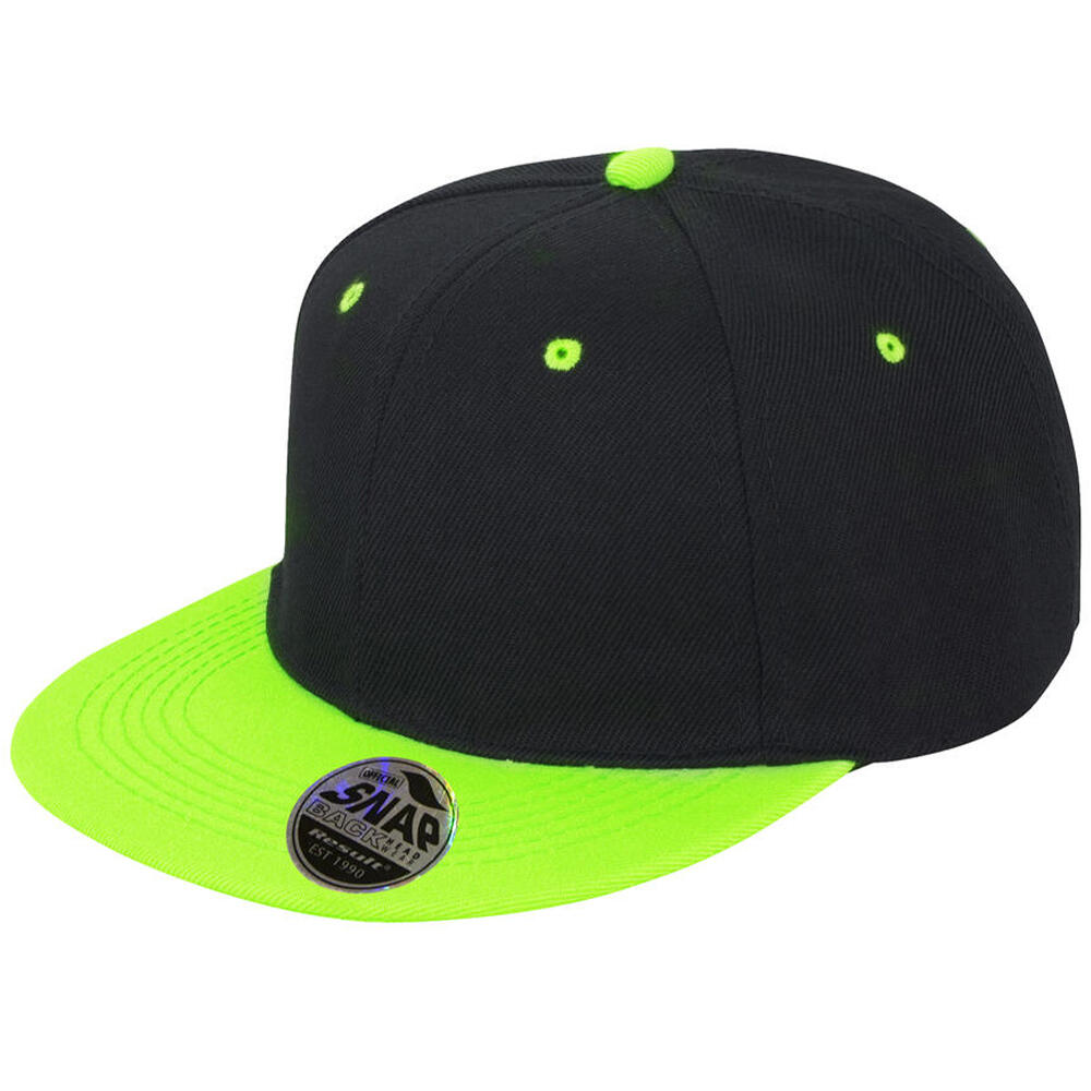 Boné de basebol Bronx Original Contrast Flat Peak (Preto / Lima) 2/2