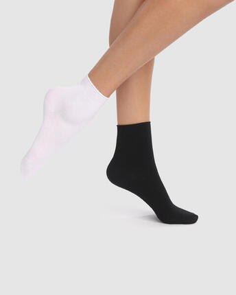 Lot de 2 Paires de Socquettes Femme Modal