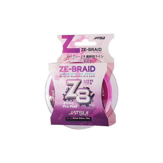 JATSUI Filo da Pesca ZE-BRAID Z8 PRO PINK - Trecciato da Eging 150 MT / 0.8 MM