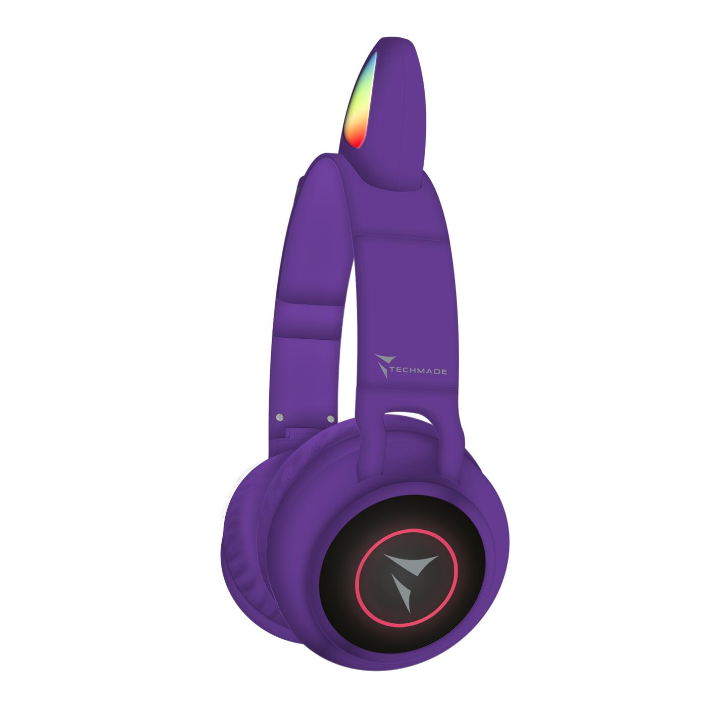 CUFFIE FUNNY wireless senza filo con microfono e tasti funzione, colore viola 2/3