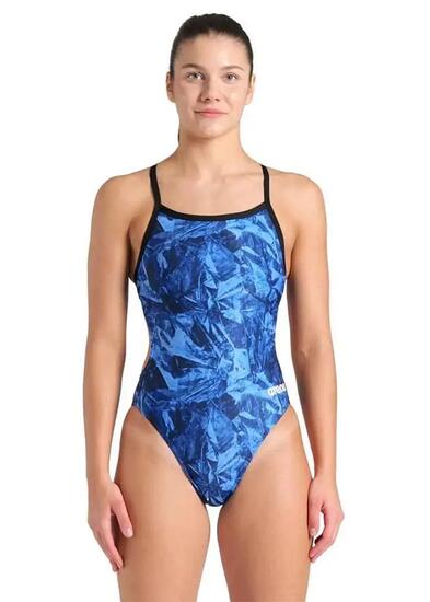 Arena Maillot de bain dos nu Team Crackle Challenge pour femme - Noir / Bleu roi