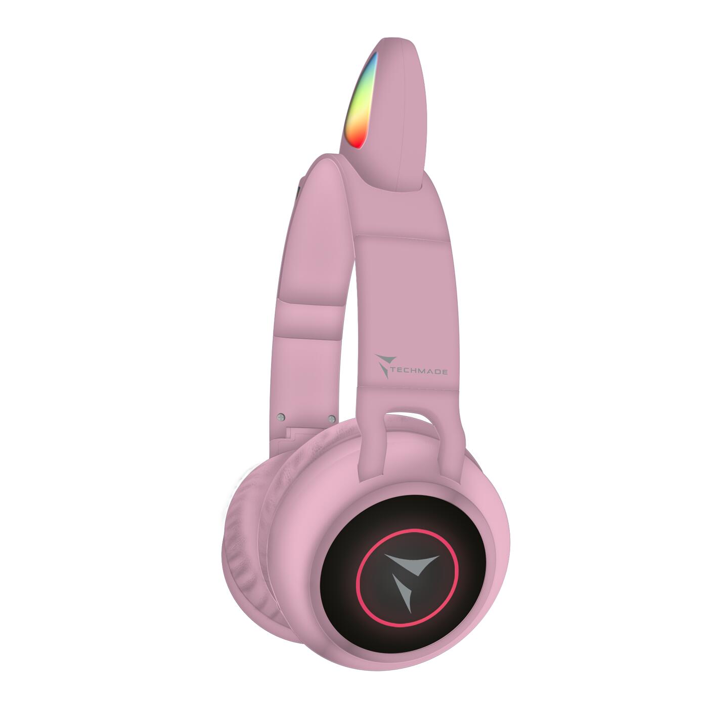CUFFIE FUNNY wireless senza filo con microfono e tasti funzione, colore rosa 2/3