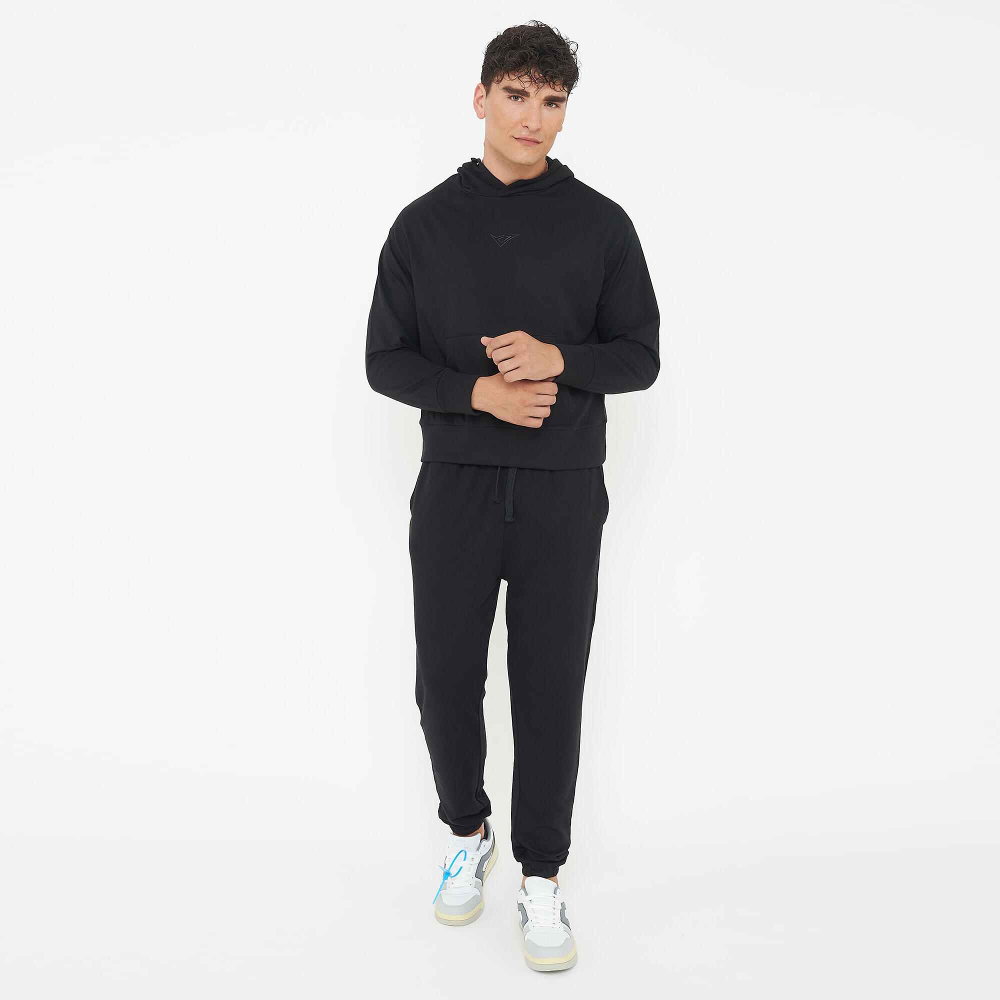Felpa sportiva unisex con cappuccio F BOXY nera 7/7