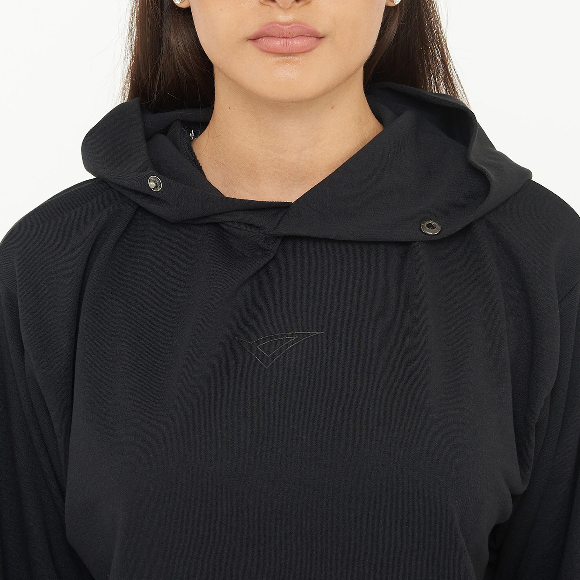 Felpa sportiva unisex con cappuccio F BOXY nera 4/7