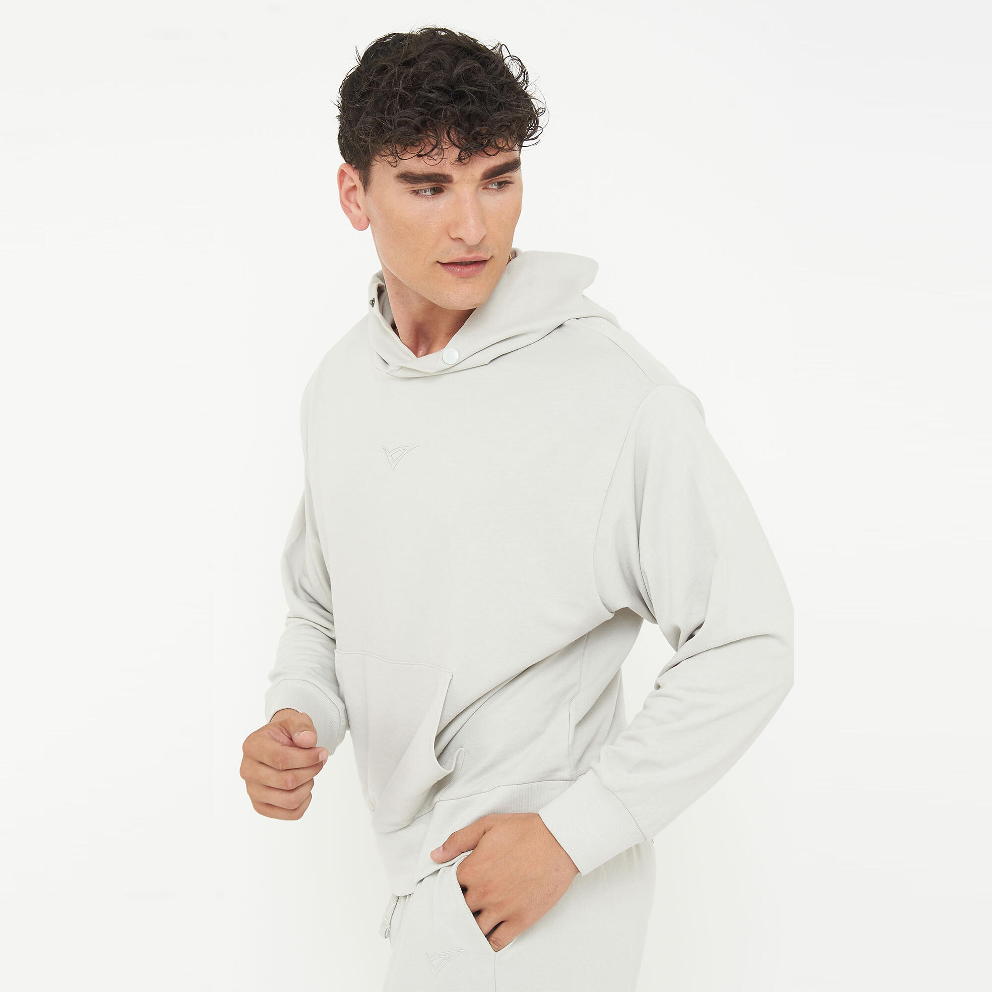Felpa sportiva unisex con cappuccio F BOXY grigio chiaro 5/6