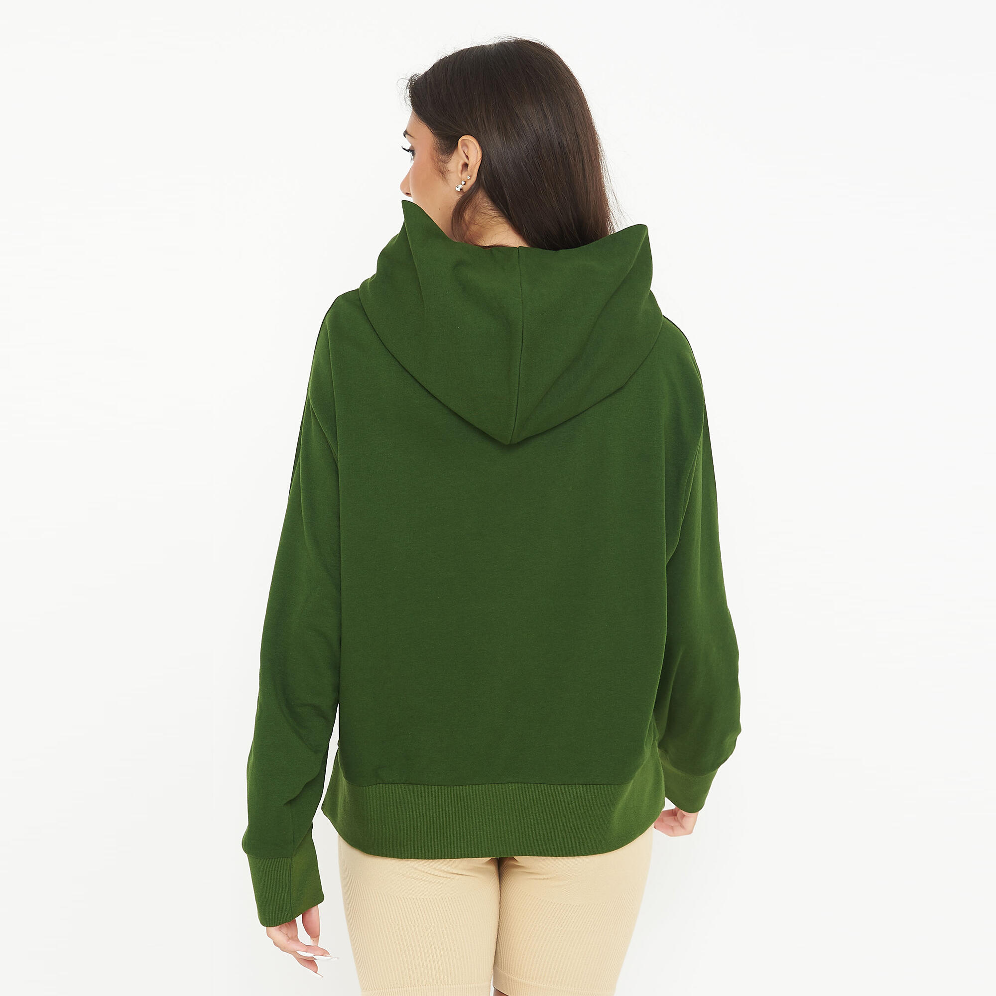 Felpa sportiva unisex con cappuccio F BOXY verde scuro 2/7