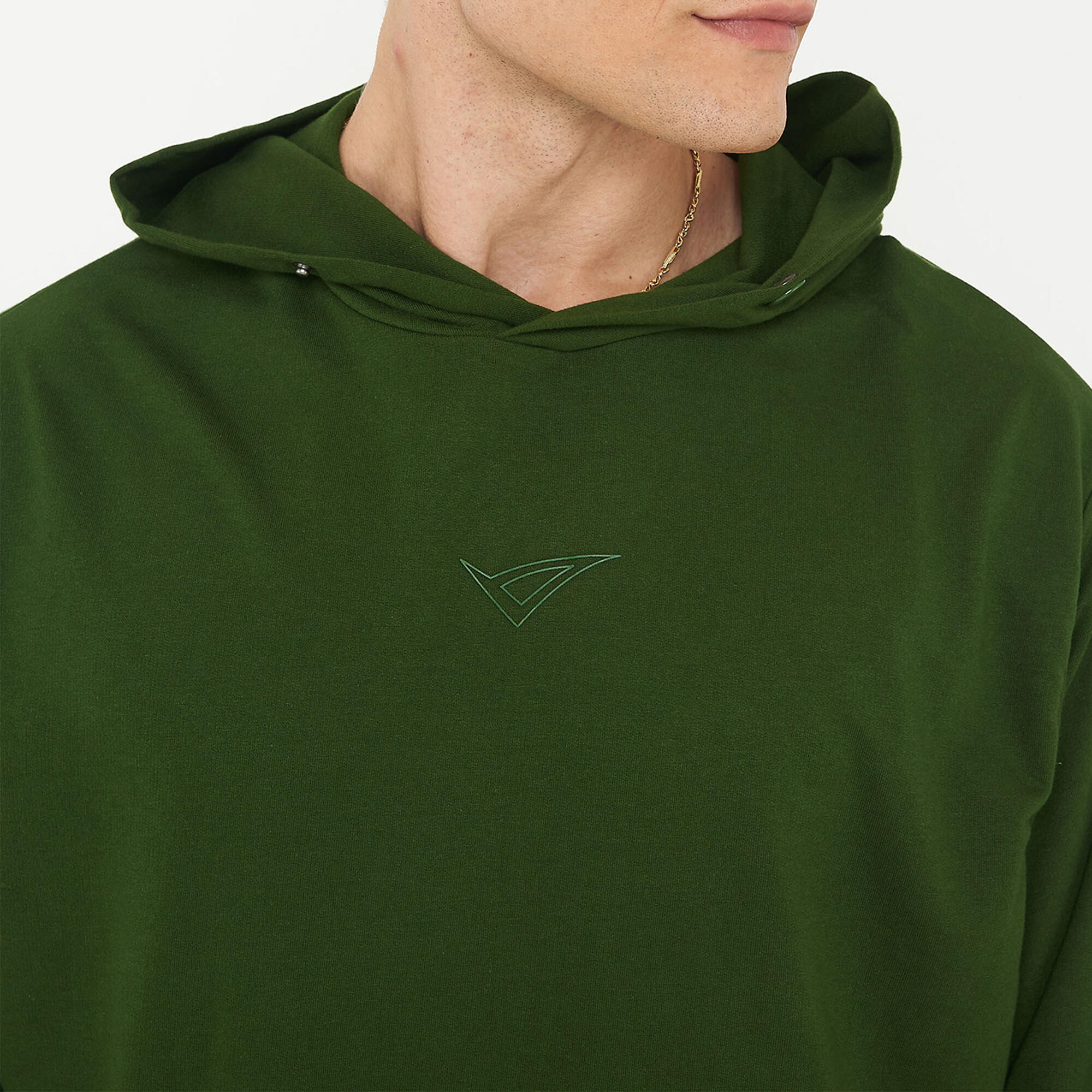 Felpa sportiva unisex con cappuccio F BOXY verde scuro 3/7
