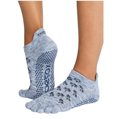 Toesox yoga no-show grip socks teensokken - blauw/grijs - gripsokken