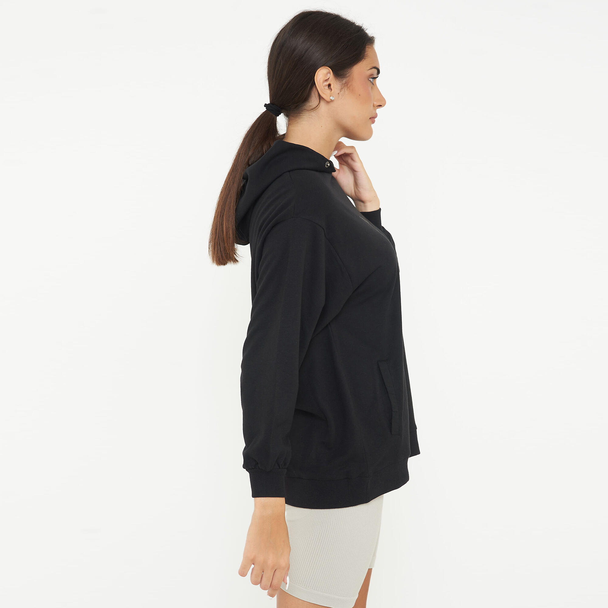 Sport-sweatshirt unisex mit kapuze F LOOSY schwarz 6/7