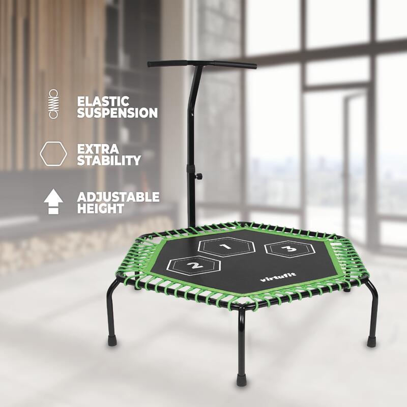 Trampolina Fitness Pro z rączką - czarna - 127 cm