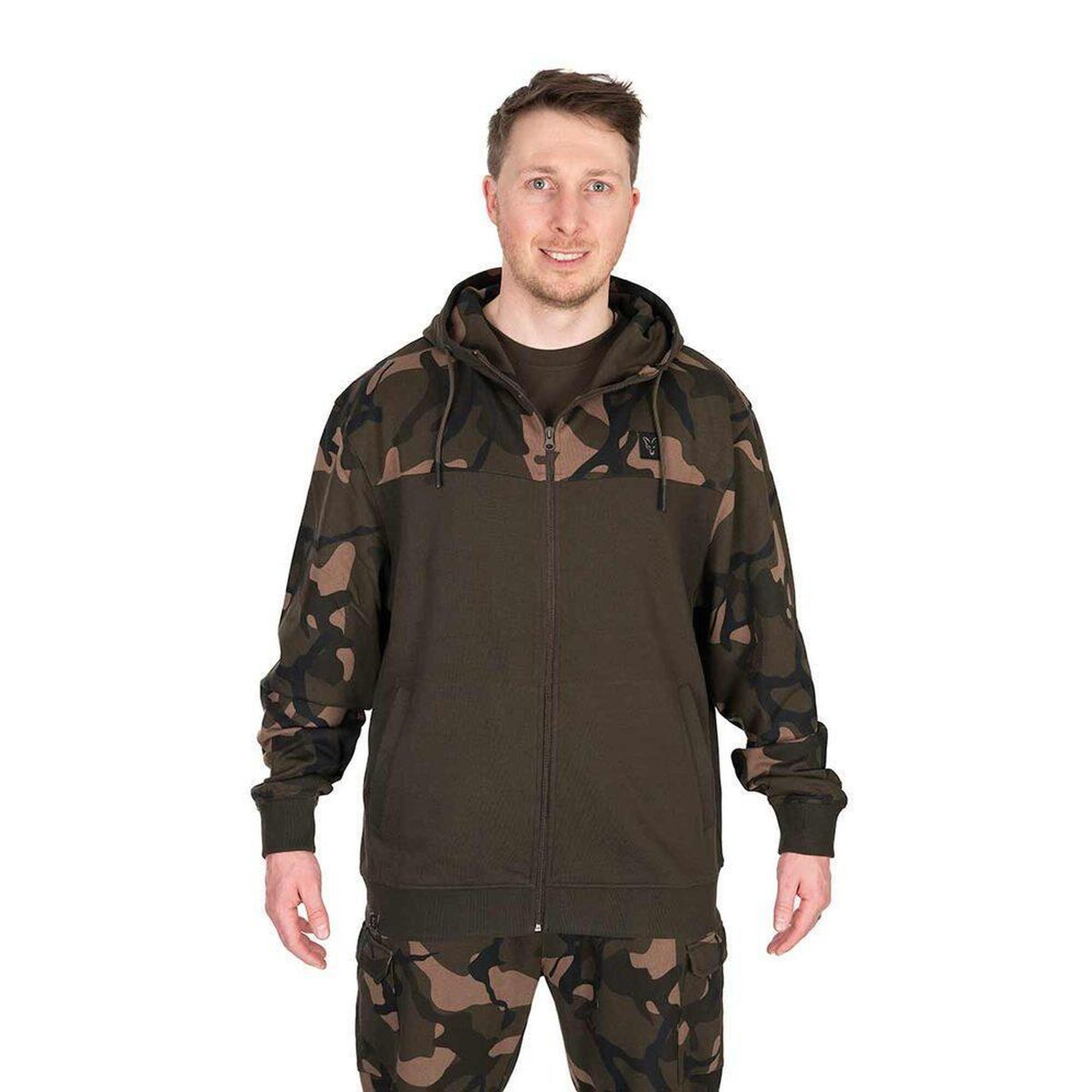 Fox Mikina LW Khaki / Camo Split Zip Hoody - M