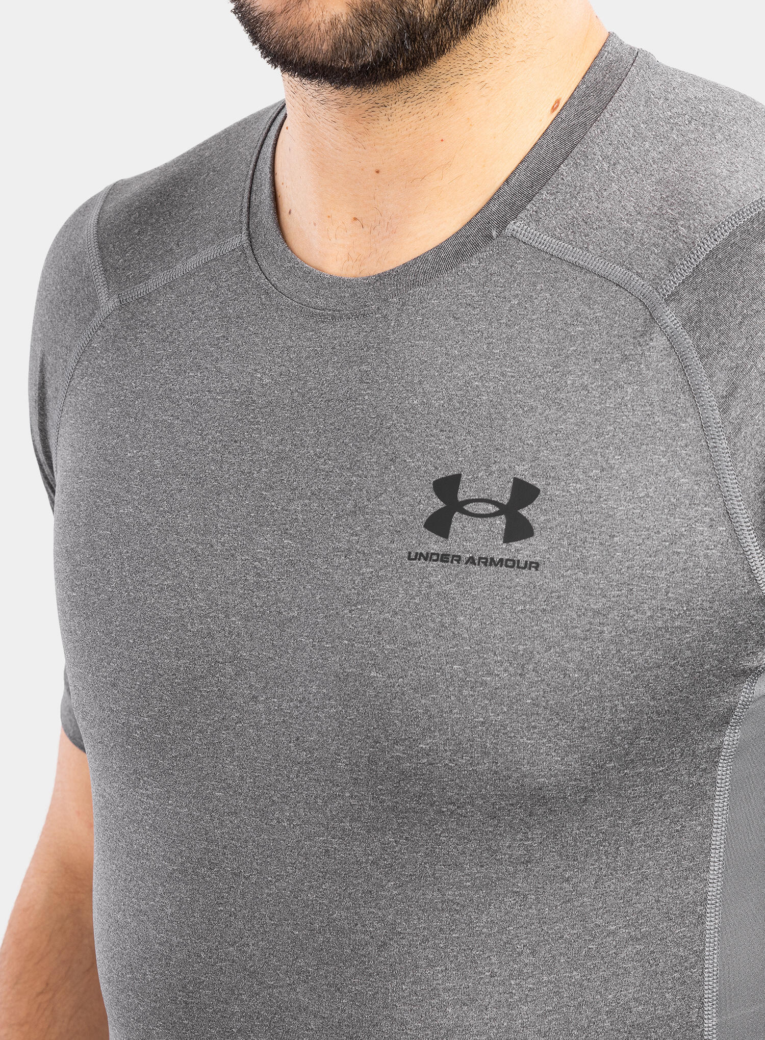 Maglia a Maniche Corte in Lycra Under Armour HeatGear® Uomo Grigio Carbone 7/7