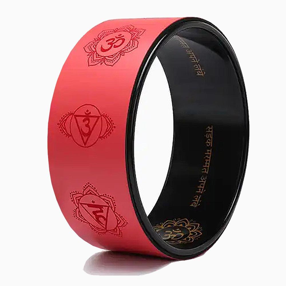 Roue de yoga Abs et éco-PU sept chakras gravés rouge + sac transport mandala 2/2