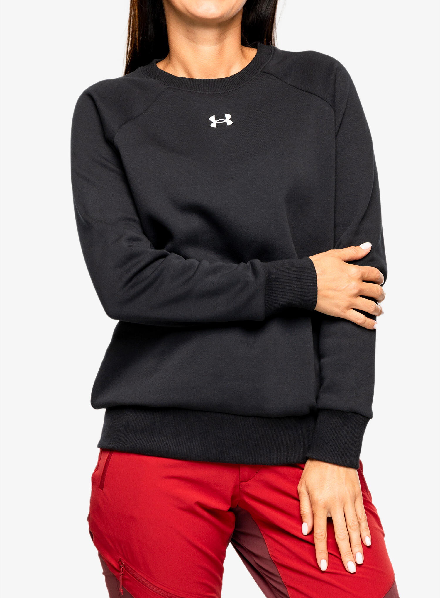 Das Damen-Sweatshirt Under Armour Rival Fleece Crew in Schwarz/Weiß ist die 3/7