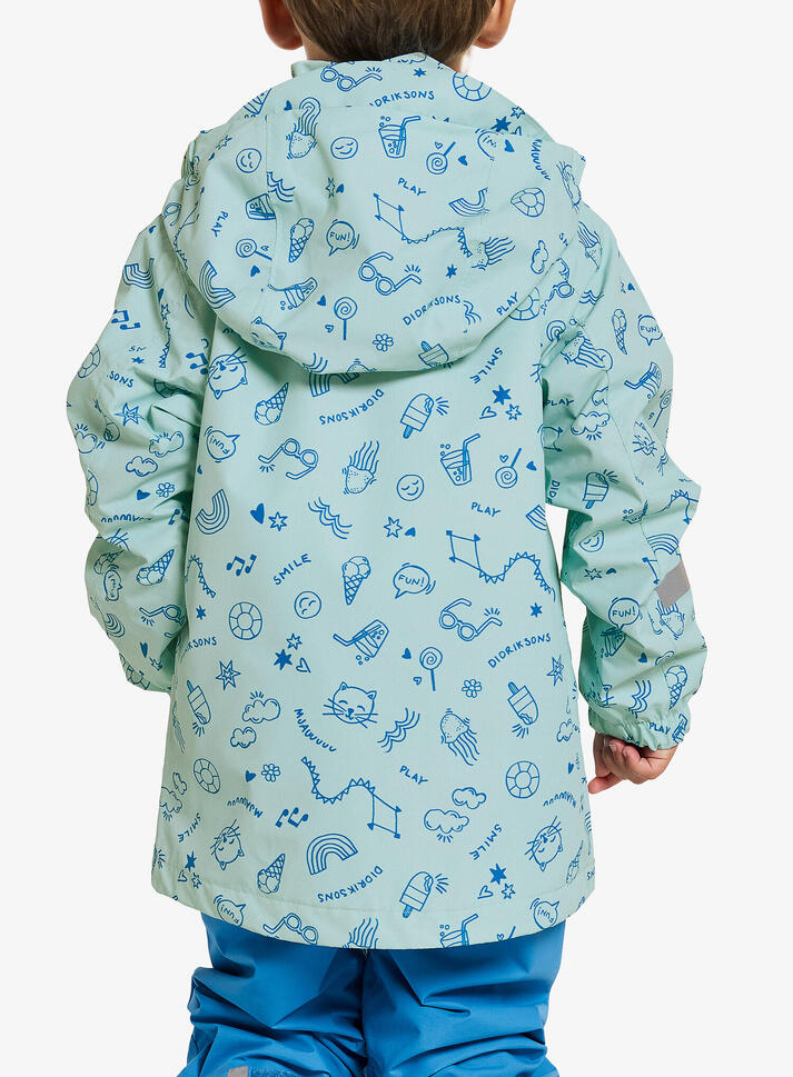 Kurtka dziecięca Didriksons Norma Print Jacket 3 - doodle pale mint 130 cm
