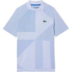 Polo LACOSTE SPORT slim bleu en polyester/polyamide