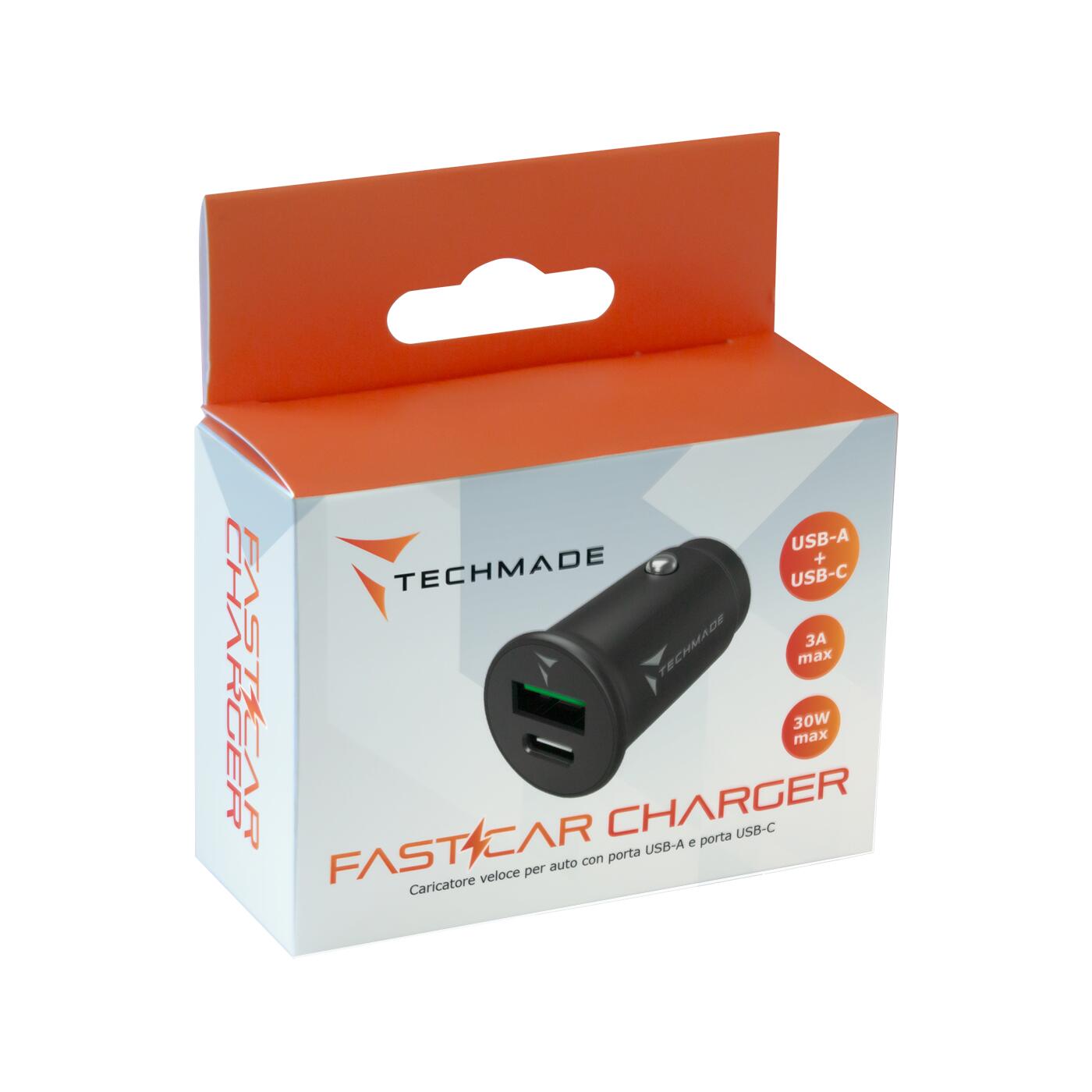 Caricatore cellulari auto GAN FASTCHARGER, 30 W power, uscite TYPE-C e USB A 6/6