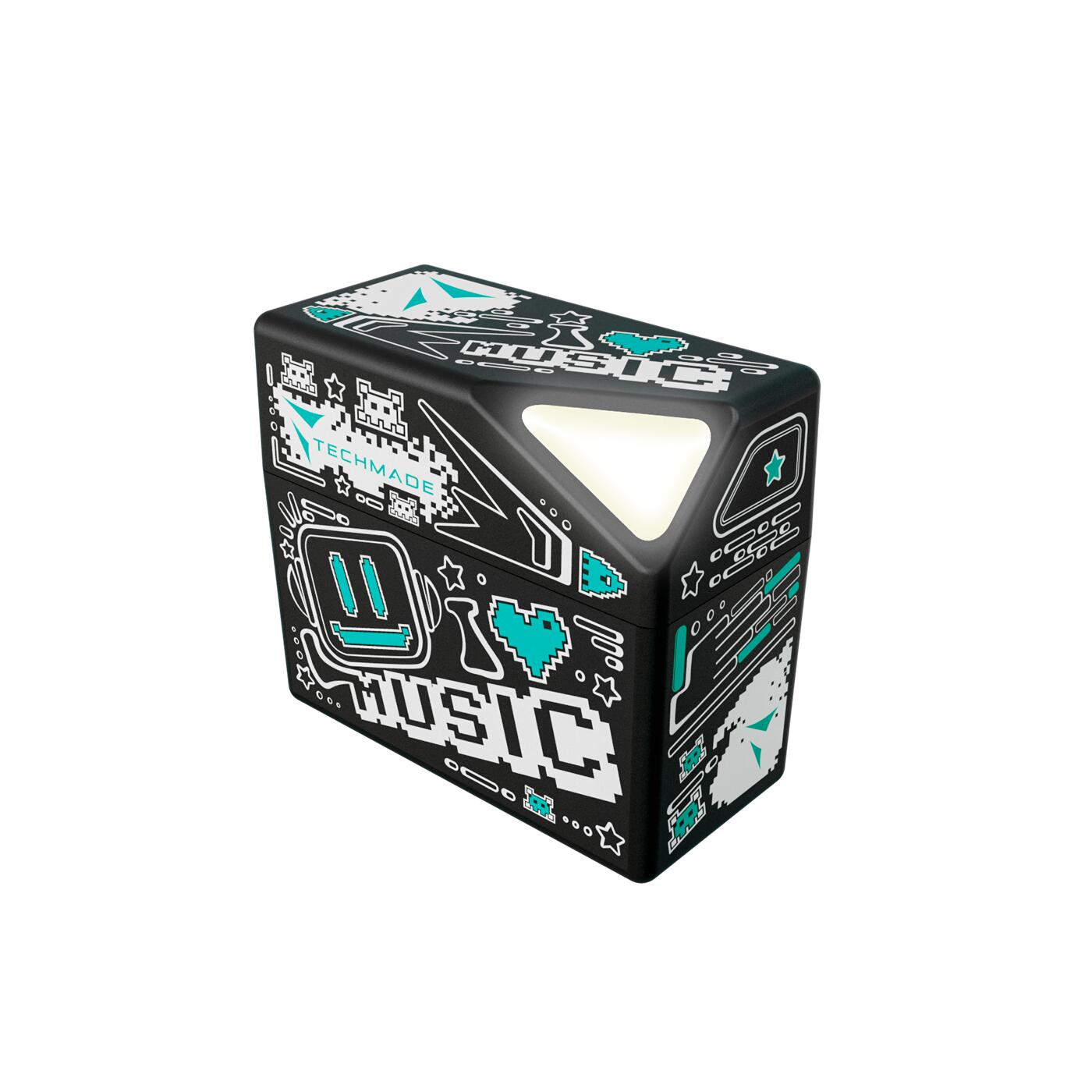 Auricolari earbuds wireless senza filo con box di ricarica - design verde 3/4