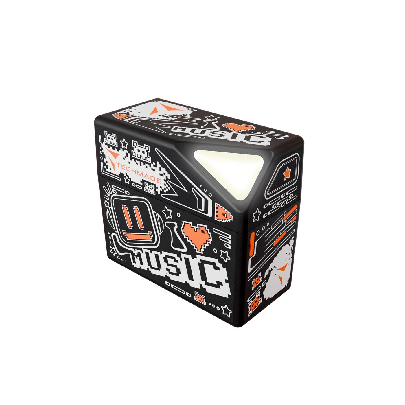 Auricolari earbuds wireless senza filo con box di ricarica - design arancione 3/4