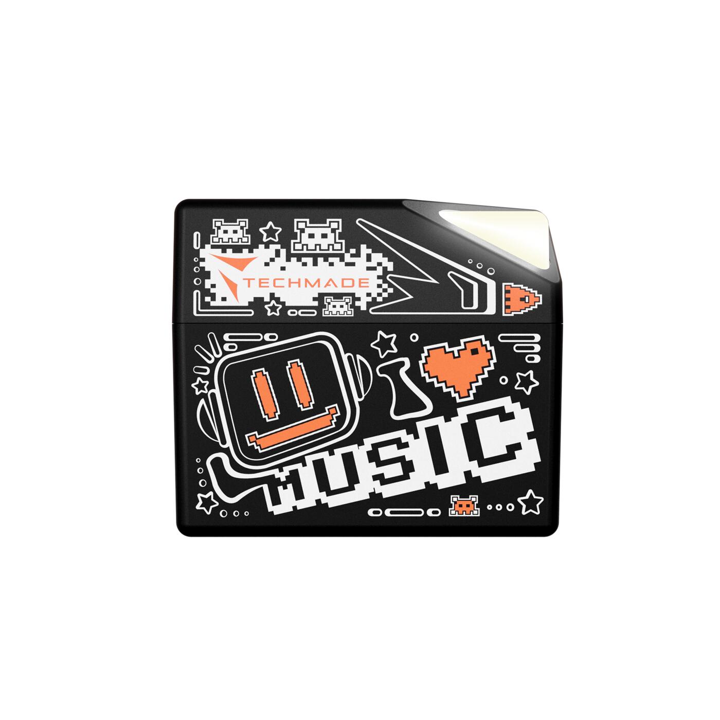 Auricolari earbuds wireless senza filo con box di ricarica - design arancione 4/4