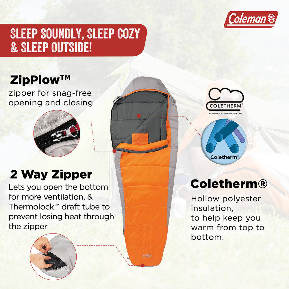 Coleman Silverton Mummy Sleeping Bag for Adults | Extreme -22 °C to Comfort 1°C | Extra Warm Perfect for Camping and Backpacking -  4