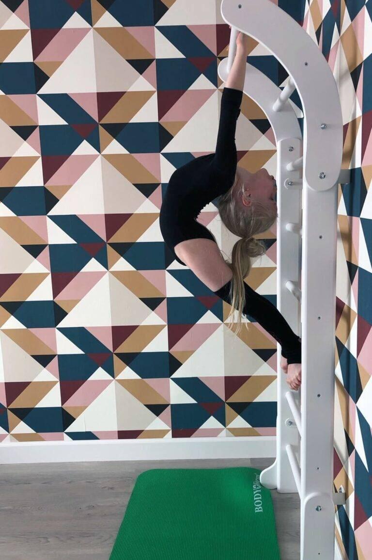 Kinderen Gymnastiek Wandrek voor Binnen met Optrekstang Mini Wit 3/7