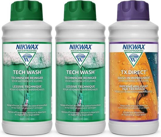 NikWax Forfait économique » 2 x Tech Wash 1L et 1x TX.Direct 1L - Paquet de 3