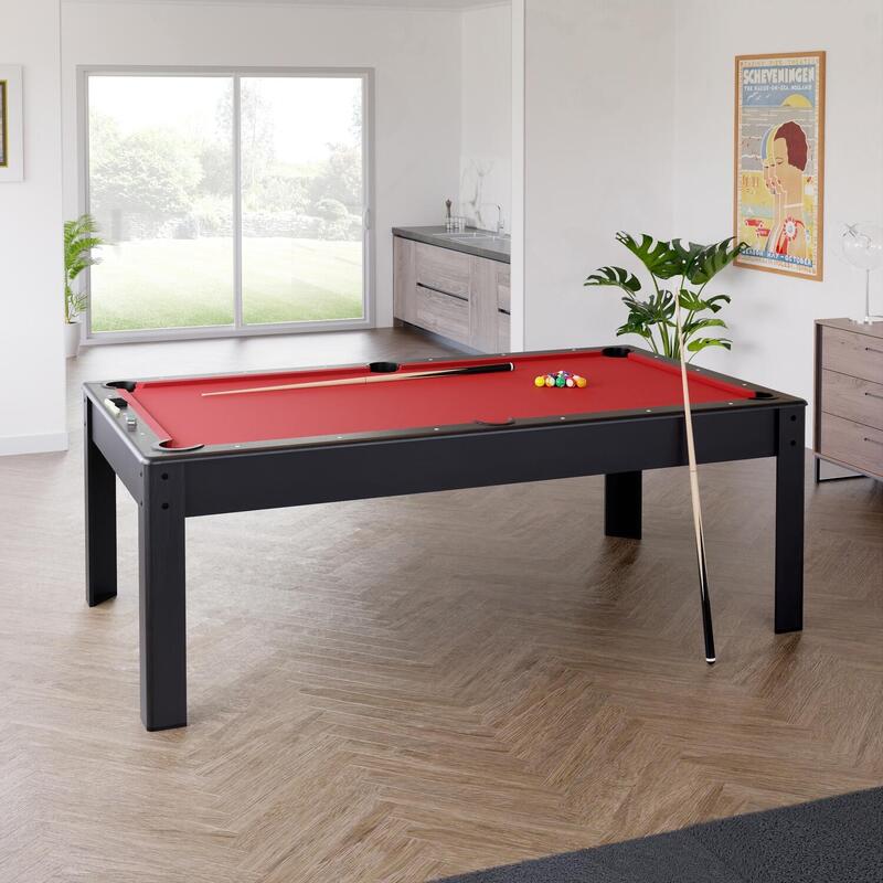 Billard Américain convertible en Table avec accessoires 7FT - 226x126cm Noir