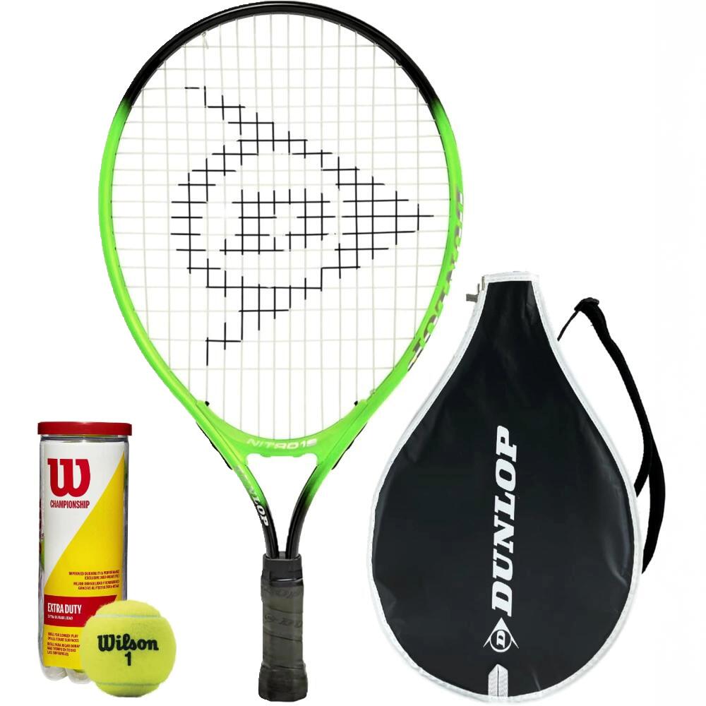 DUNLOP Dunlop Nitro Junior 19" Tennis Racket, Cover & 3 Tennis Balls