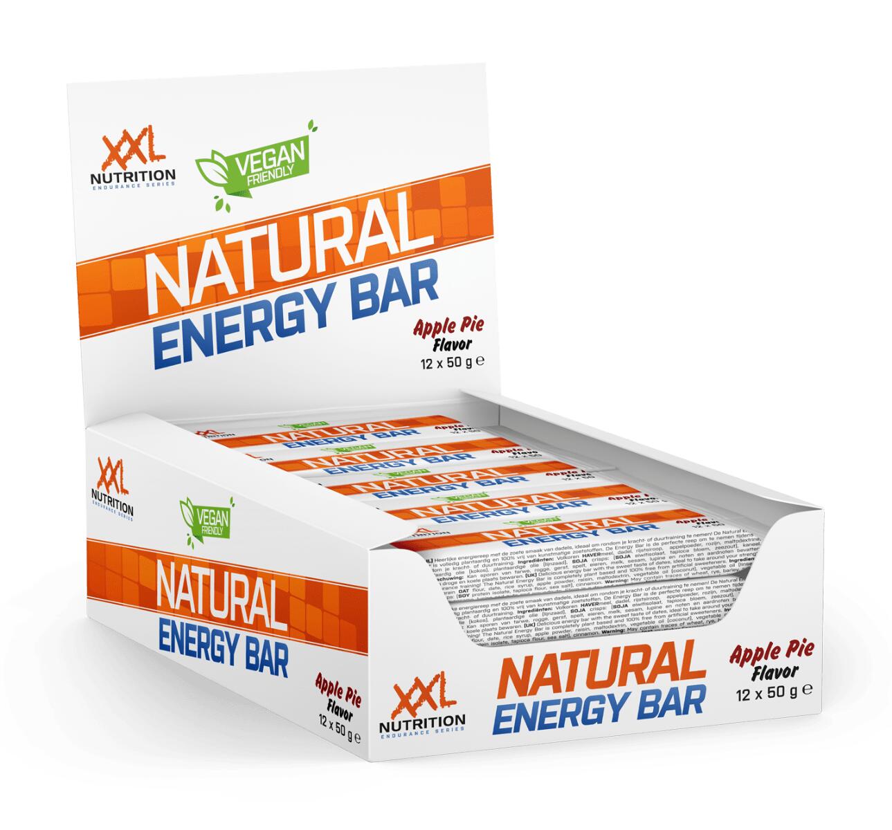 XXL NUTRITION Natural Energy Bar - Energiereep, Lactosevrij, Vegan - Appeltaart - 12 Pack