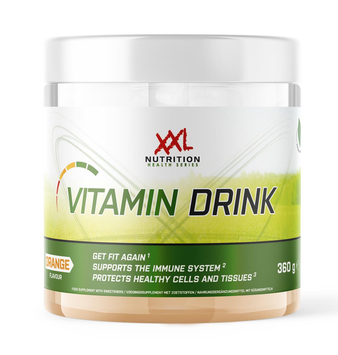 XXL NUTRITION Vitamin Drink - Vitamine Poeder, Vegan, Laag in Calorieën - Sinaasappel - 360g