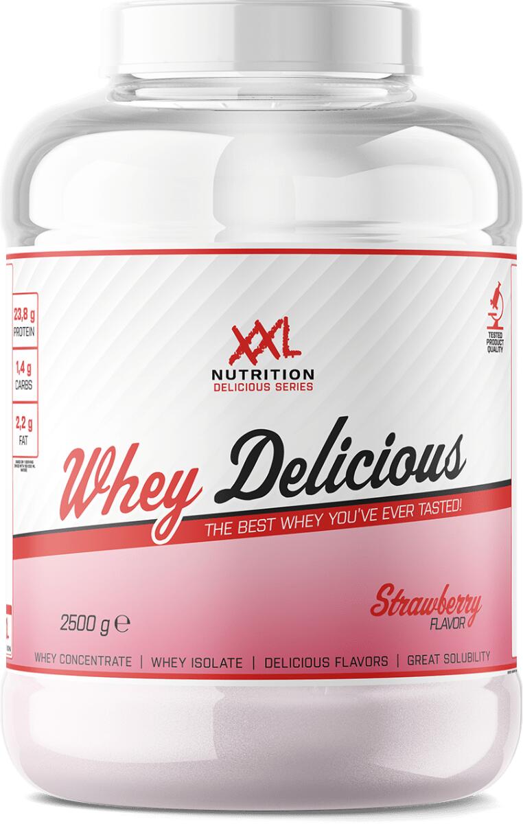 XXL NUTRITION Whey Delicious - 80% Eiwit, Proteïne Poeder - Aardbei - 2500 gram (83 shakes)