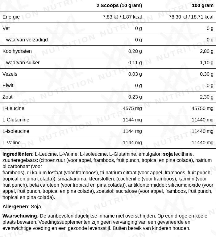 BCAA Recovery - BCAA 4:1:1, Glutamine - Framboos - 1000 gram (100 doseringen) 2/2