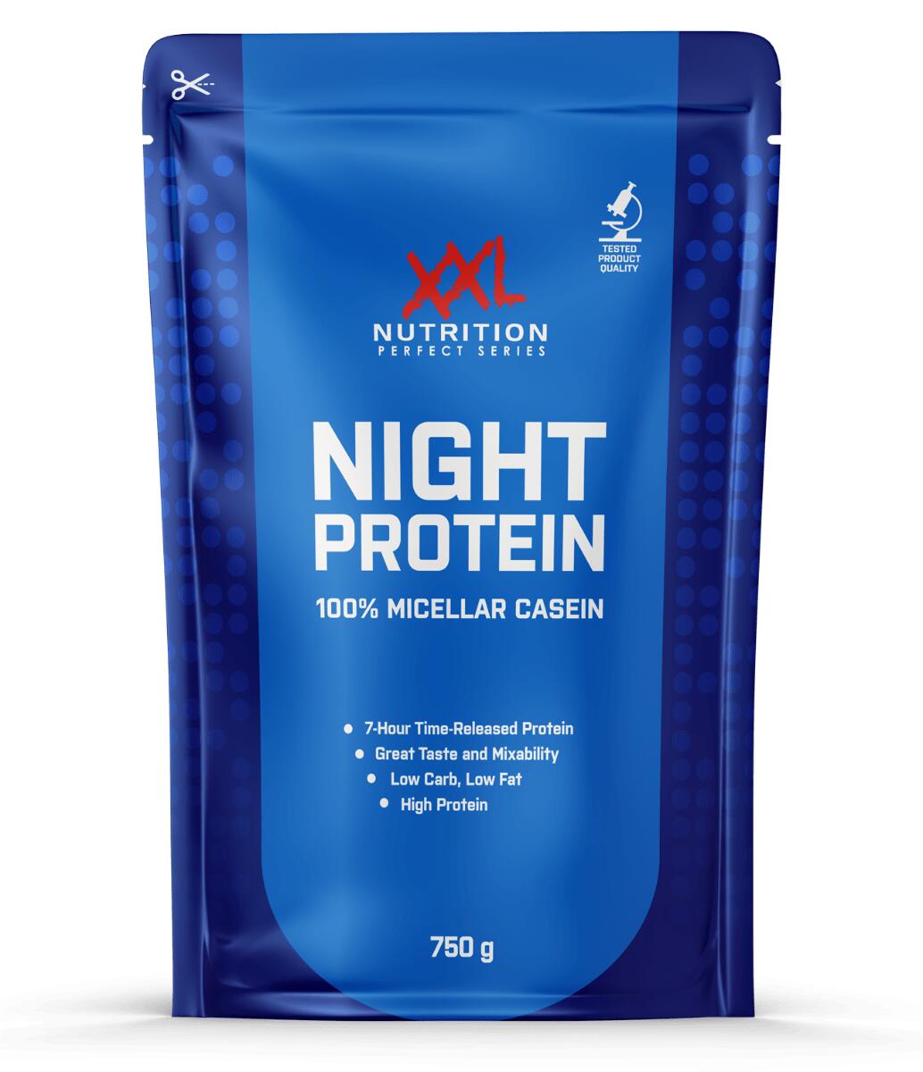 XXL NUTRITION Night Protein - Tot 89% Proteïne, Caseïne Eiwit - Cookies & Cream - 750 gram