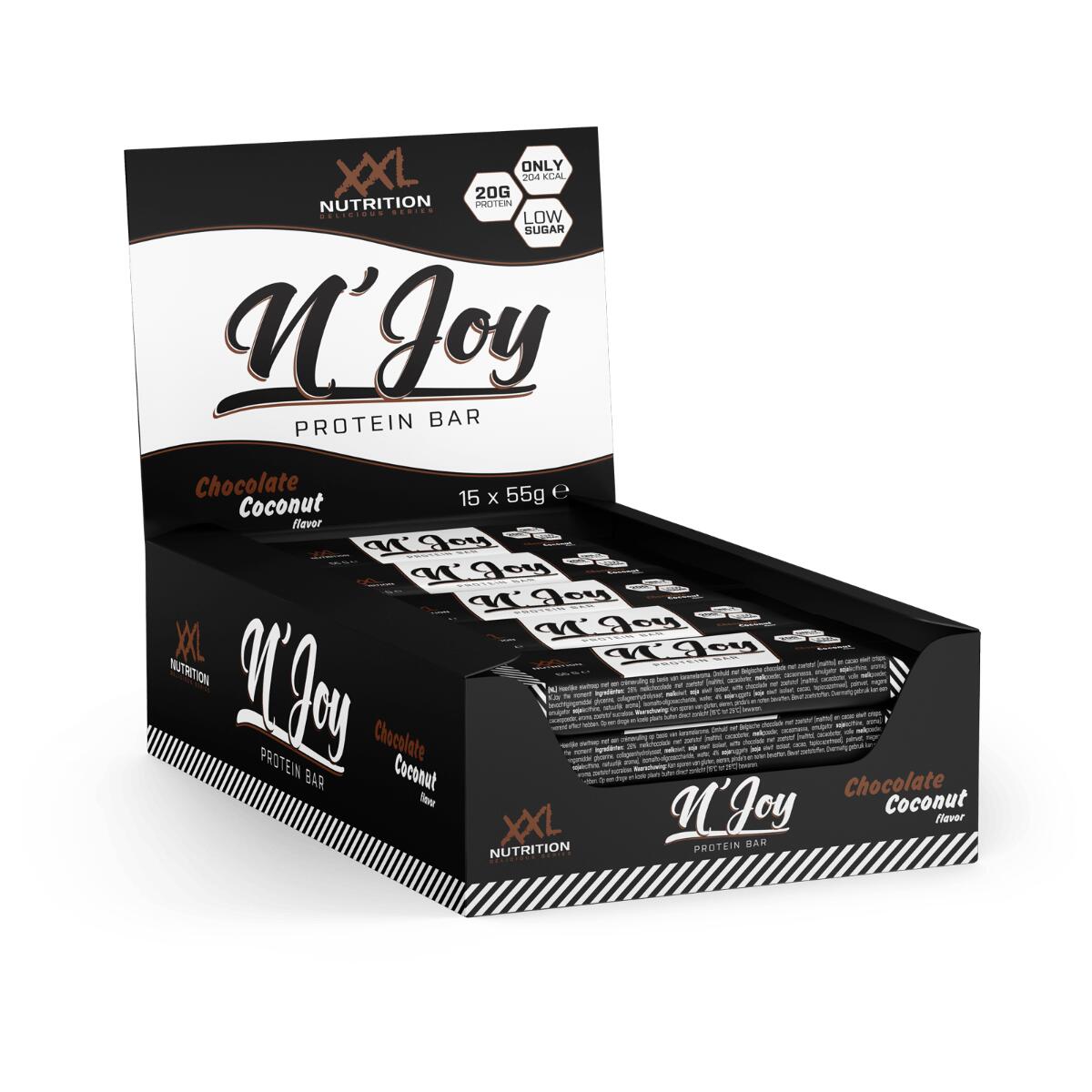 XXL NUTRITION N'Joy Protein Bar - 20g Proteïne, Eiwitreep - Chocolade Kokos - 15 Pack
