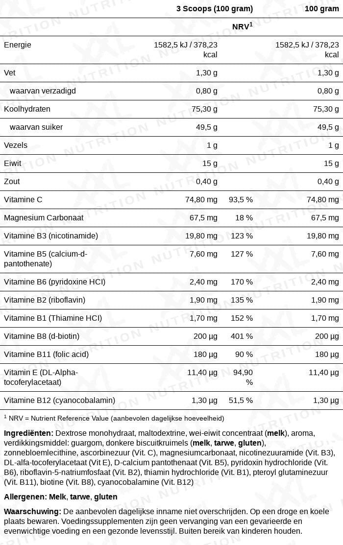 Weight Gainer - Aankomen Supplement - Cookies & Cream - 2500 gram 2/2