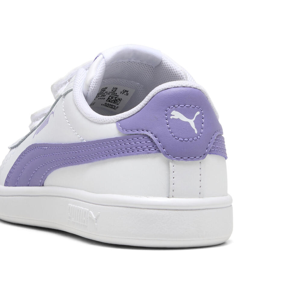 Dziecięce skórzane sneakersy Smash 3.0 V PUMA White Lavender Alert Purple