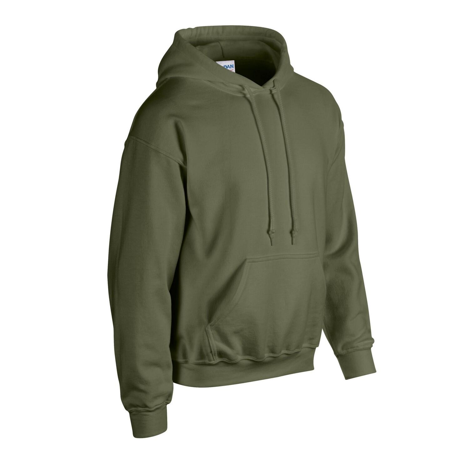 Felpa Con Cappuccio Adulto Unisex Gildan Verde Militare 3/3