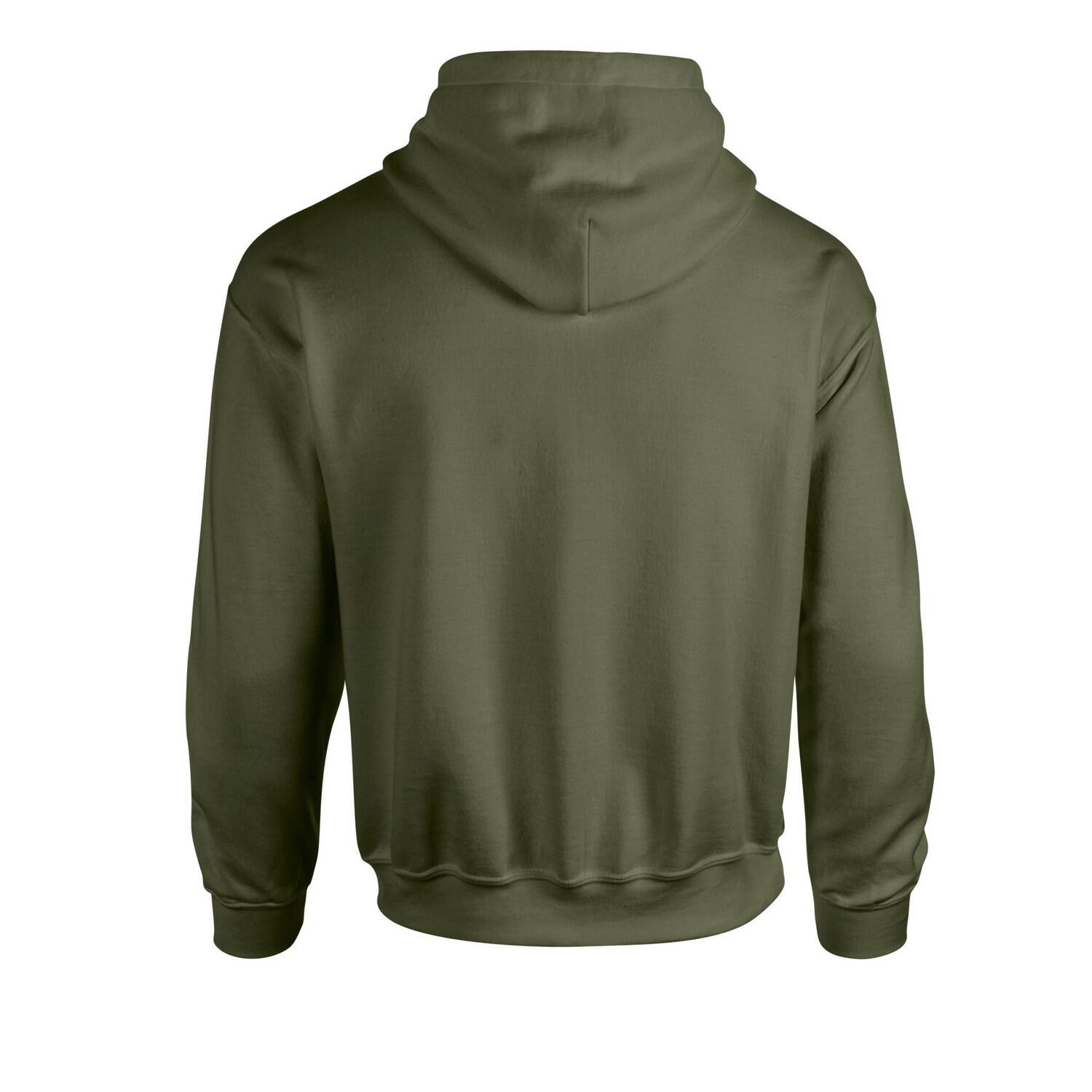 Felpa Con Cappuccio Adulto Unisex Gildan Verde Militare 2/3