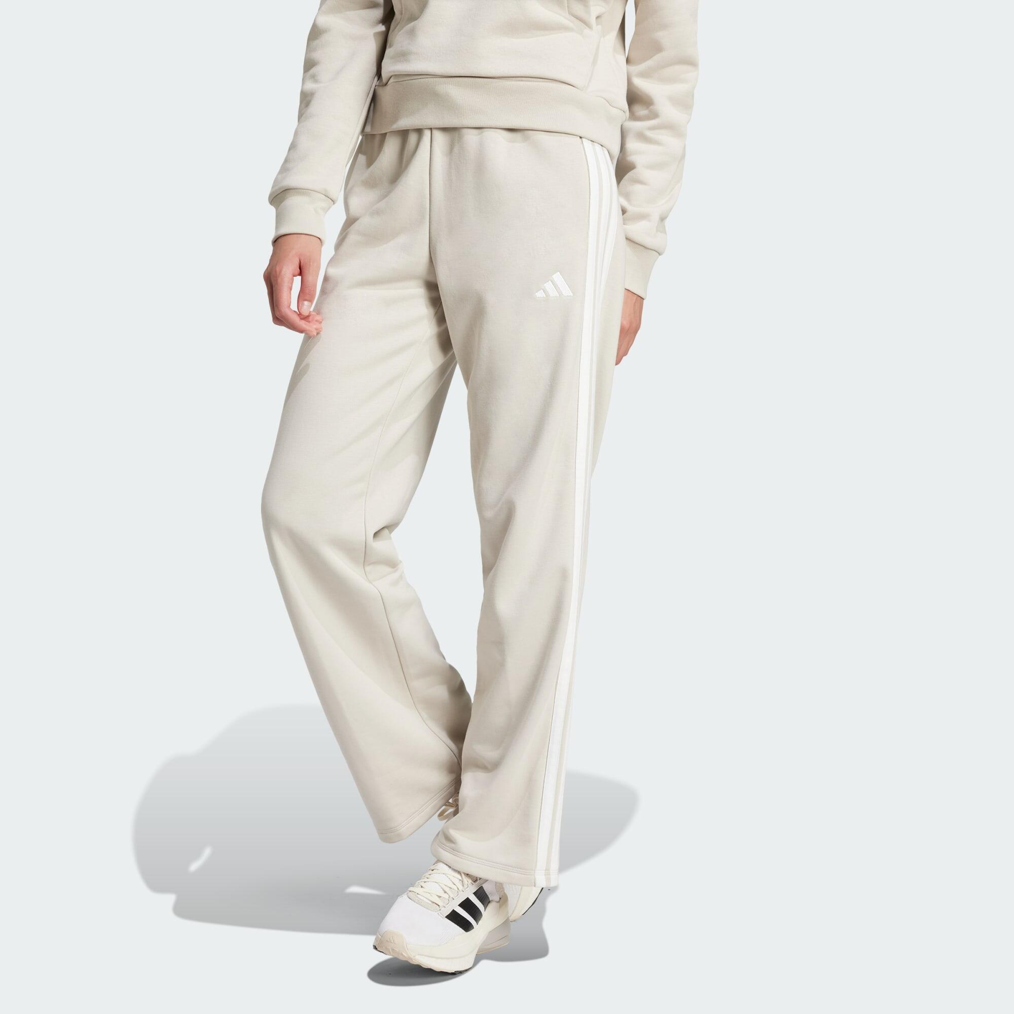 Adidas - Pantalon French Terry Bas Droit 3 Bandes Essentials - Pantalons - Beige|blanc - 36 Xs - Decathlon