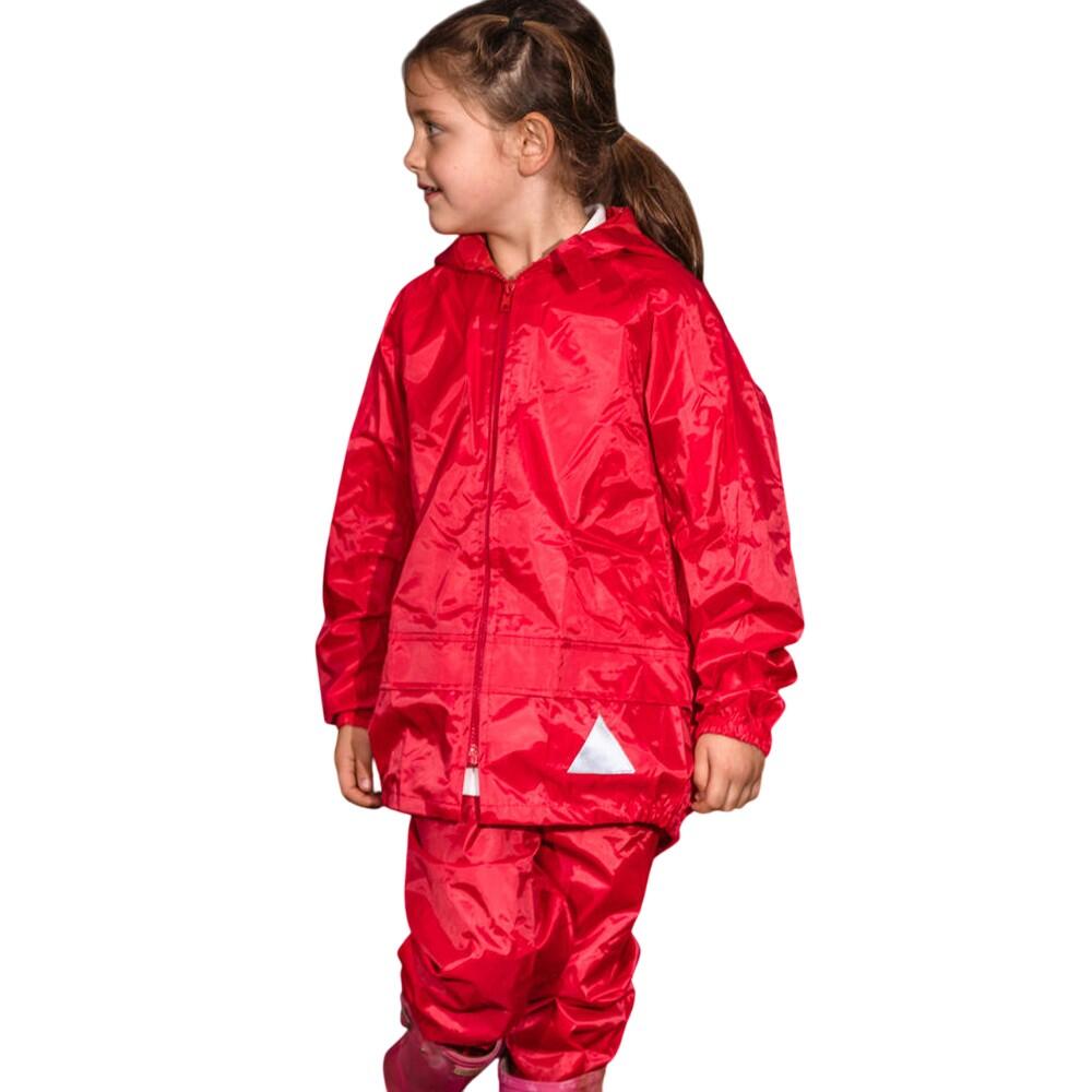 Conjunto de casaco e calças impermeáveis para crianças e jovens vermelho