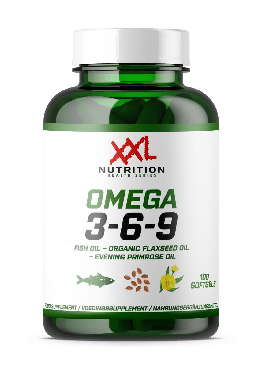 XXL NUTRITION Omega 3-6-9 - Visolie, Lijnzaadolie en Teunisbloemolie - 100 Softgels