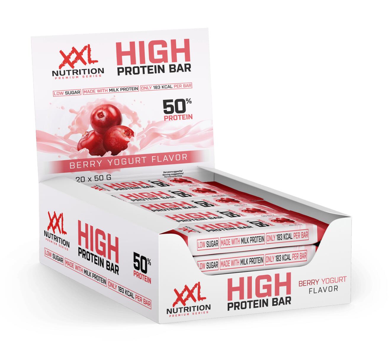 XXL NUTRITION High Protein Bar 2.0 - 25g Proteïne, Eiwitreep - Berry Yoghurt - 20 Pack