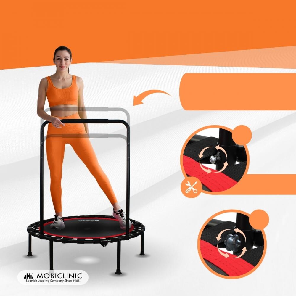 Trampolín fitness Máx 150kg 101 cm Reposabrazos regulable Desmontable 3/7