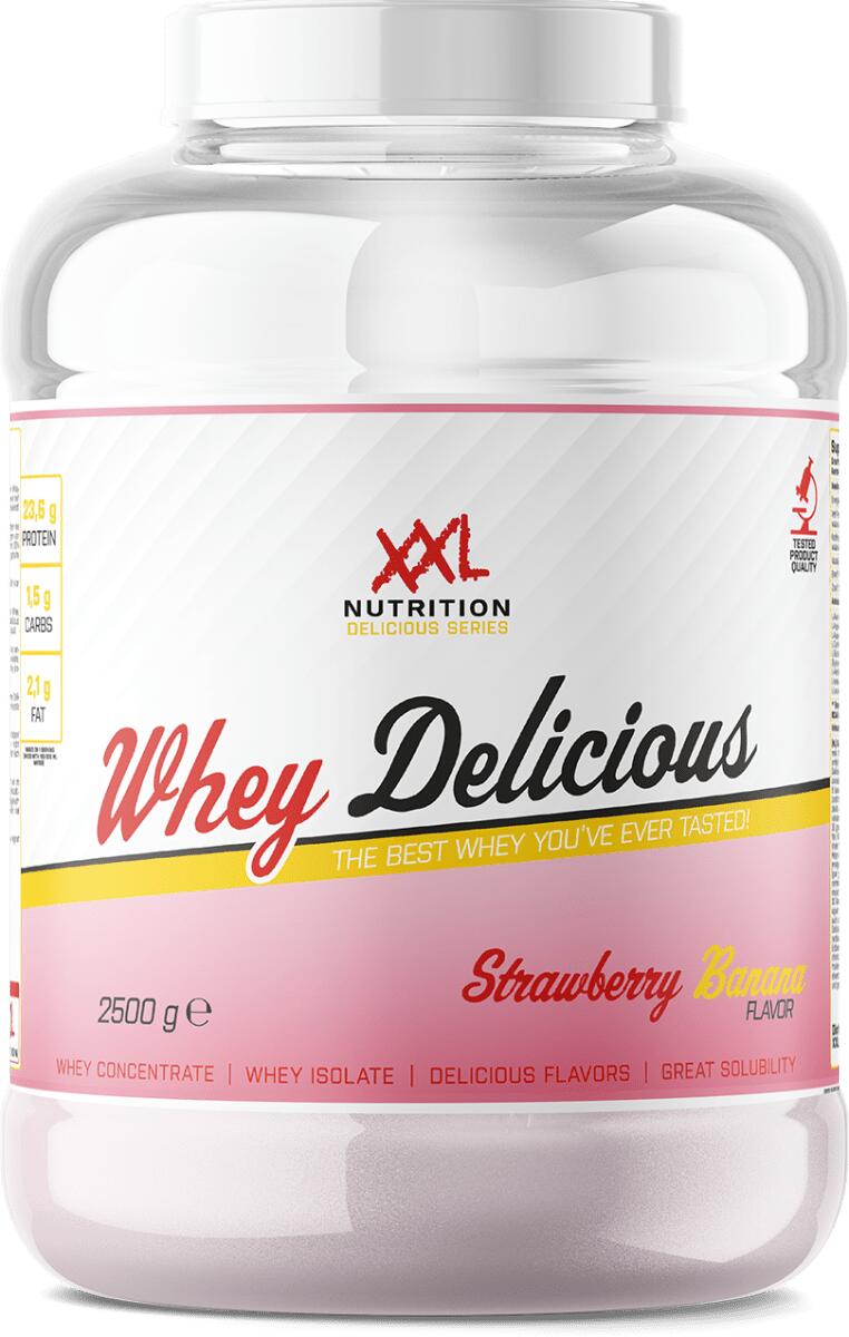 XXL NUTRITION Whey Delicious - 80% Eiwit, Proteïne Poeder - Aardbei Banaan - 2500g (83 shakes)